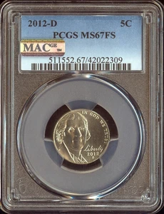 2012-D Jefferson Nickel PCGS MS67 FS Business Quality - Picture 1 of 2