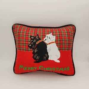 Scottie Dog Highland Terrier Merry Christmas Accent Throw Pillow 11" x 9.5" - Picture 1 of 4
