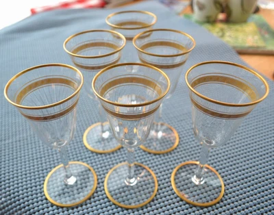 Seis copas de vino en cascada de Fostoria en un solo lote. Hecho antes de 1920. Foto 1 de 4