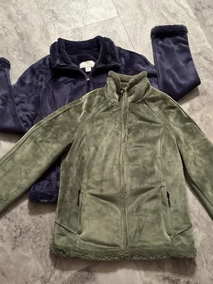 Зеленый чай женщин флис полный молнии зеленый / фиолетовый куртка размер маленький лот из 2 - Изображение 1 из 4