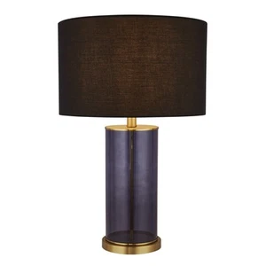 Lámpara De Mesa E27 Azul Negro Dorado 52,5 Cm Vidrio Dormitorio Sala De Estar - Imagen 1 de 1