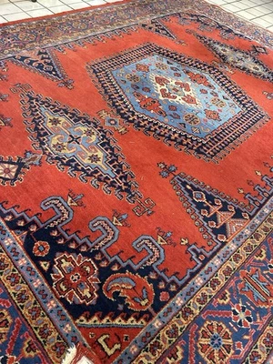 Orient Teppich orientalisch Handgeknüpft  Vintage Perser Läufer Rot 352x265 - Bild 1 von 4