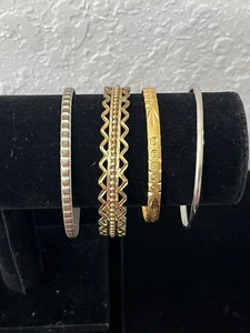 Vintage Nachlass Goldfarben Messingfarben Armreif Armband Boho Retro 4 Stück - Bild 1 von 24