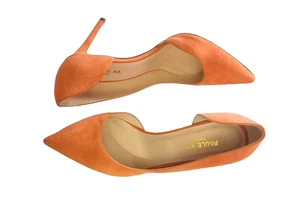 PAULE KA ESCARPINS A TALONS AIGUILLES EN CUIR DAIM ORANGE FONCÉ POINTURE FR40 - Picture 1 of 16