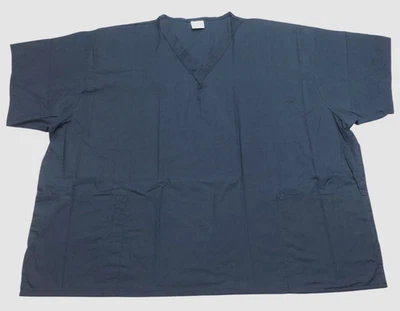 Scrub Top Womens (5X) Navy Solid 2 Pockets Short Sleeves Medical NWOT - Image 1 of 4