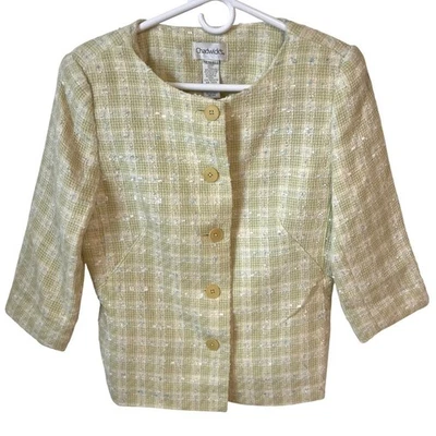 Chaqueta Blazer Para Mujer Chadwick Vintage Años 90 Talla 8 Amarillo Tweed Carrera Preppy Foto 1 de 4
