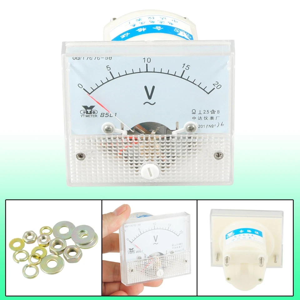 85L1 AC 0-20V Rechteck Analog Panel Voltmeter Voltmeter Messgerät - Bild 1 von 1