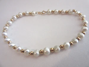 Pulsera de cuentas de oro 14k y perlas para reparación o fabricación de joyas, 4,1 gramos - Imagen 1 de 5