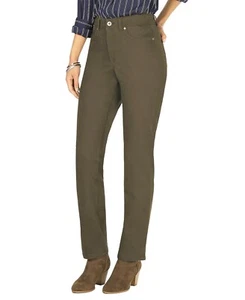Style Co Women Size 18 Green Deep Moss Straight Leg High Rise Tummy Control Jean - Picture 1 of 11
