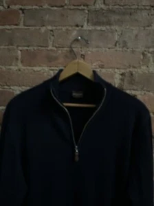 Maglione da uomo Rose & Born mezza cerniera, taglia 48, blu navy 100% cashmere - Foto 1 di 9