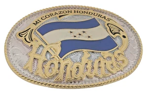 Honduras Bandera Cinturón Hebilla Hondureños País Nacional Padre Día de la Madre Regalo OVAL - Imagen 1 de 14