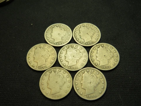 1884 1889 1890 1891 1892 1893 1894   Liberty V Nickel Barber type all Good Cover