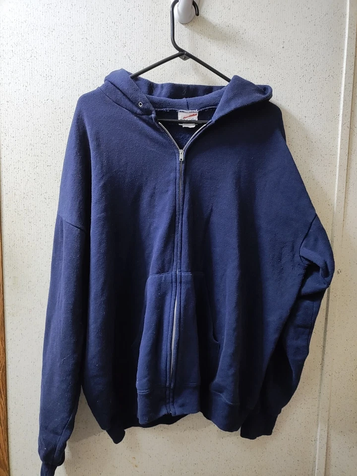 Sudadera con Capucha Wrangler Vintage Unisex XXL Cremallera Sólida Azul Marino Hecha en EE. UU. Limpia Foto 1 de 4