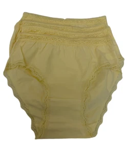 Girl's Underwear Yellow Bikini 4 Pairs Lace Trim Soft Cotton Panties XL (10/12) - Picture 1 of 2