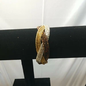 Kostüm 3/4" klar gold und braun Perlen Manschette - Bild 1 von 4