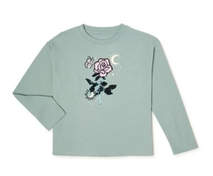 WONDER NATION Girls Size XXL (18) Long Sleeve Embellished T-Shirt • Rose - Picture 1 of 4