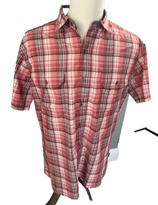 KUHL Red Plaid Eluxor Short Sleek Hiking Casual Mens Shirt Large - Picture 1 of 8