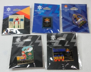 Salt Lake City Olympische Winterspiele 2002 Emaille PINS Menge 5 ALLE VERSCHIEDENE REVERS #4 - Bild 1 von 6