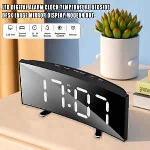 LED Wecker Digital Kinder elektronische Wecker gebogener Bildschirmspiegel DE - Bild 1 von 23