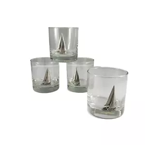 4/Lot Vintage Salisbury Zinn Segelboot altmodisches Glas 10 Unzen Trinkgeschirr maritim - Bild 1 von 8
