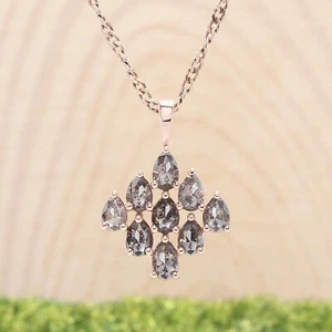 1.13 Ct Pear Salt And Pepper Diamond Pendant 14K Rose Gold Engagement Pendant - Picture 1 of 9