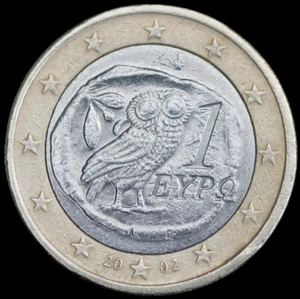 1 euro coin 2002 greece ( circulated ). # 001 - Picture 1 of 2