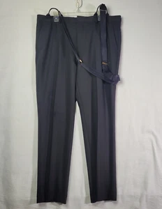 Egara Pants with Suspenders Mens Size 40 x32 Black Slacks Polyster - Picture 1 of 17