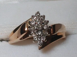 Vintage Cocktail Dinner 0,30 cttw Diamant Ring 10K Gold S7,25   - Bild 1 von 4