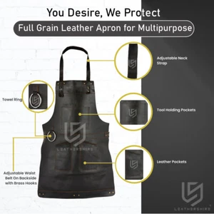 Chocolate Real Leather Apron Butcher Apron -Cook Apron -BBQ Apron - Apron Gift A - Picture 1 of 4