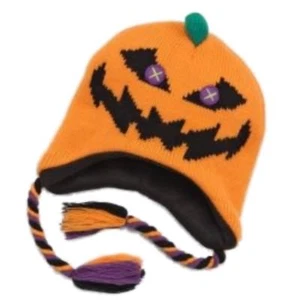 My Halloween Girls Orange Pumpkin Trapper Hat Scary Knit Peruvian Winter Cap - Picture 1 of 1