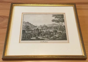 Kupferstich der Stadt PASSAU - DONAUUFER, Maxbrücke, 19. Jhdt., gerahmt, selten. - Bild 1 von 7