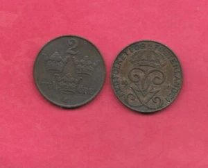 SWEDEN SWEDISH KM778 1910 VF-VERY FINE-NICE BRONZE 2 ORE OLD ANTIQUE COIN - Picture 1 of 1