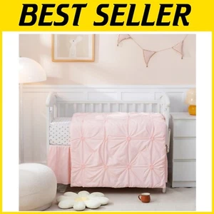 3-Piece Premium Crib Bedding Set in Light Pink - Oeko-Tex Certified Comfort - Picture 1 of 8
