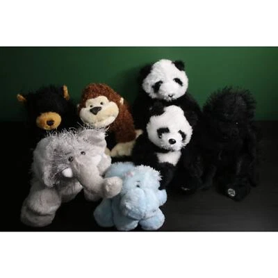 Lot of 7 Webkinz Plush Panda Gorilla Cheeky Monkey Bear Hippo Elephant NO CODE - Image 1 of 4