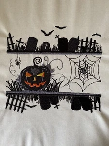 Embroidered Quilt Block/Panel. Large Design. Halloween Design On Cotton Fabric - Picture 1 of 2