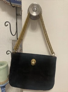 Bolso de Hombro Ruth E. Saltz Vintage Gamuza Negro con Puma Tirar Abierto - Imagen 1 de 7