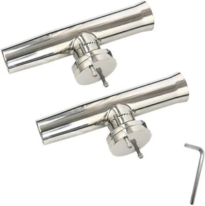 2 PCS Stainless Tournament Clamp on Fishing Rod Holder for Rails 1-1/4" to 2" - Picture 1 of 9