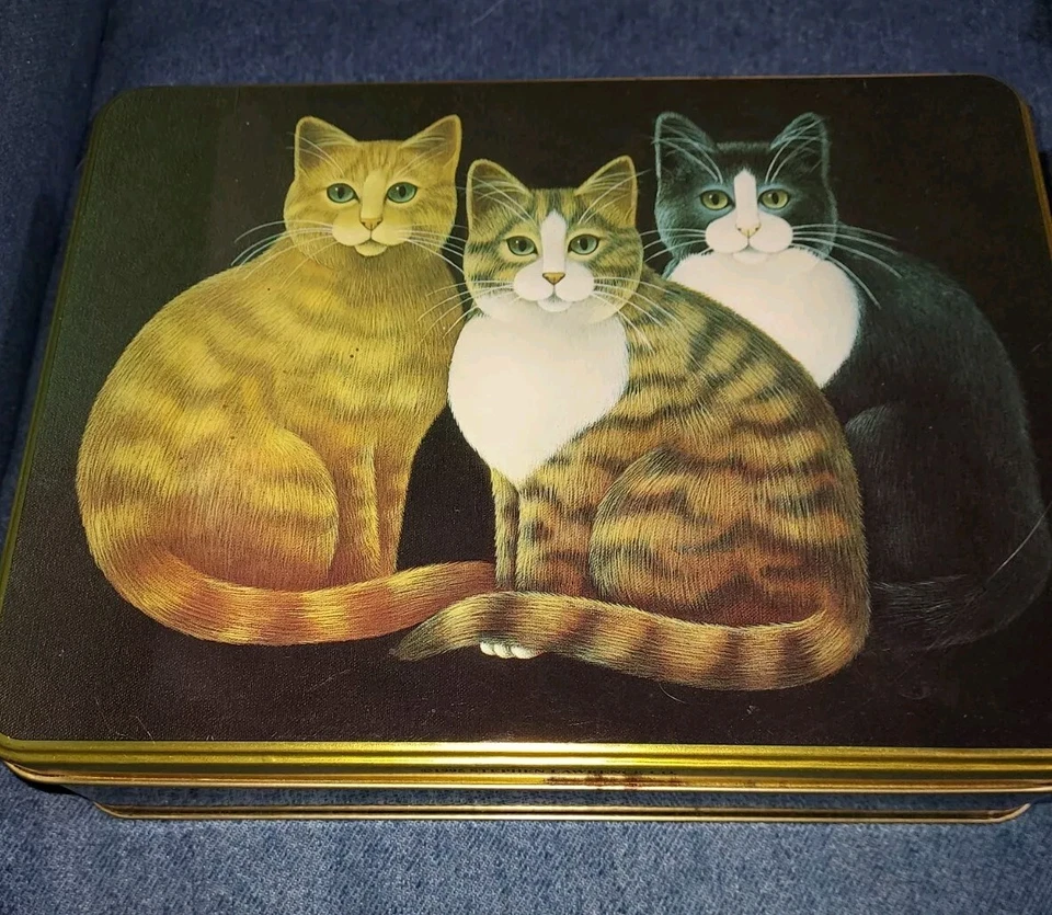 Kitty Cat Storage Tin Note Box 1995 Steven Lawrence Vintage Stationary Container - Image 1 of 1