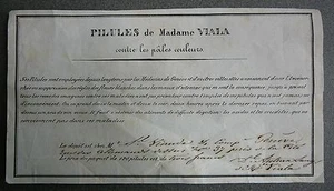 Pilules VIALA contre les pâles couleurs.Médecin Genève.Suisse.Ephémere XIXe S. - Bild 1 von 1
