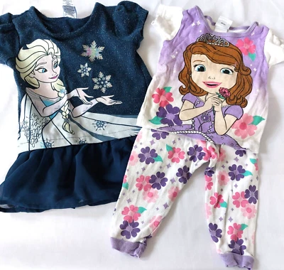 LOTTO 2 Disney Ragazze Frozen Blu 2T e Principesse Set 2 Pezzi 18m Ottime - Immagine 1 di 4
