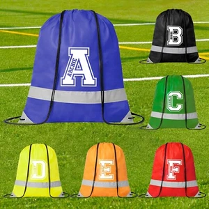 Personalised High Viz Name & Initial Drawstring Bag Children’s Reflective Bag - Picture 1 of 13