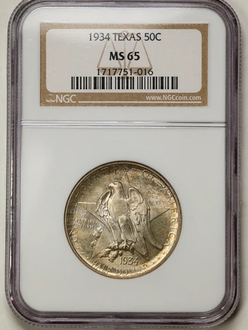 1934 50C Texas Commemorative Half Dollar MS65 NGC 1717751-016 Cover