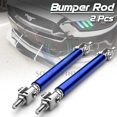 Blue 6"-8" Adjustable Front/Rear Frame Bumper Lip Splitter Strut Rod Support - Image 1 of 4
