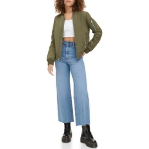 NWT Levi's Women's Medium Army Green Lightweight Zip-Detail Bomber Jacket (08) - Picture 1 of 7