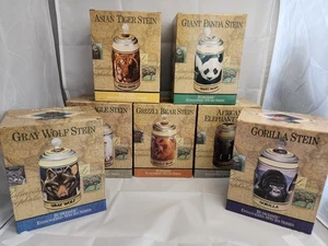 Lot of 7 New Old Stock Budweiser Endangered Species Beer Steins Mugs - Picture 1 of 6