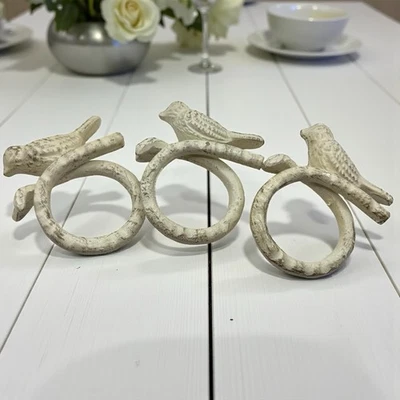 Juego de 3 servilleteros de hierro fundido blancos envejecidos pesados únicos granja Foto 1 de 4
