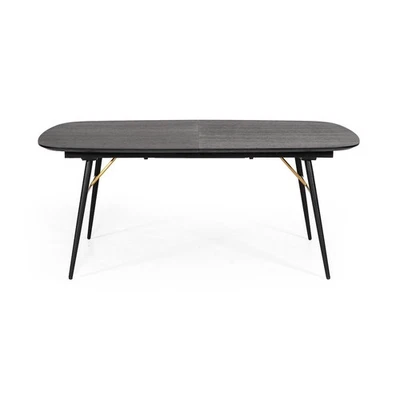 Modrest Billy Modern Black Oak & Gold Extendable Dining Table - Image 1 of 4