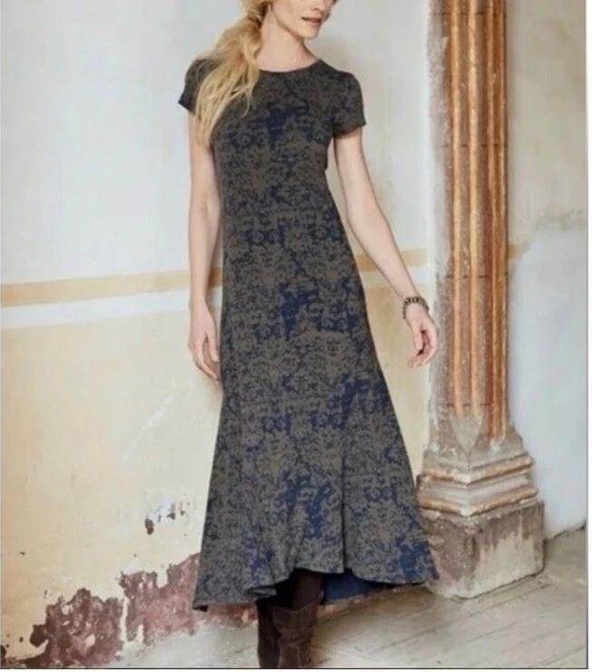 Maxi Vestido Peruvian Connection Eleonora Medio Azul Elástico Tejido Boho Fluido Foto 1 de 4