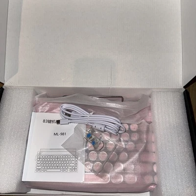 Teclado mecánico inalámbrico retro PinkTypewriter, interruptores azules de 83 teclas Foto 1 de 3