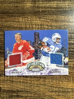 2009 UD Hometown Heroes Gordie Howe Barry Sanders Dual Relic Game Used 114/150 - Image 1 of 4